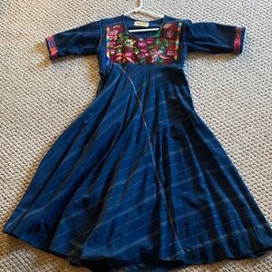 Stylish Navy Maxi Dress with Embroidery